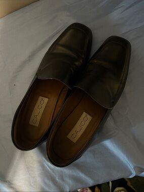 Calico Black Women's Leather Slip-On Loafers